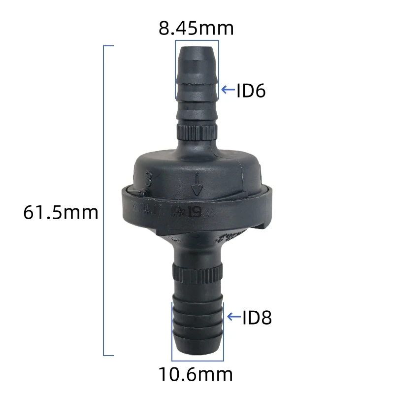 ID6 ID8 auto fastner black color plastic one-way valve non-return valve one way valve air pump vacuum check valve for car 1pcs