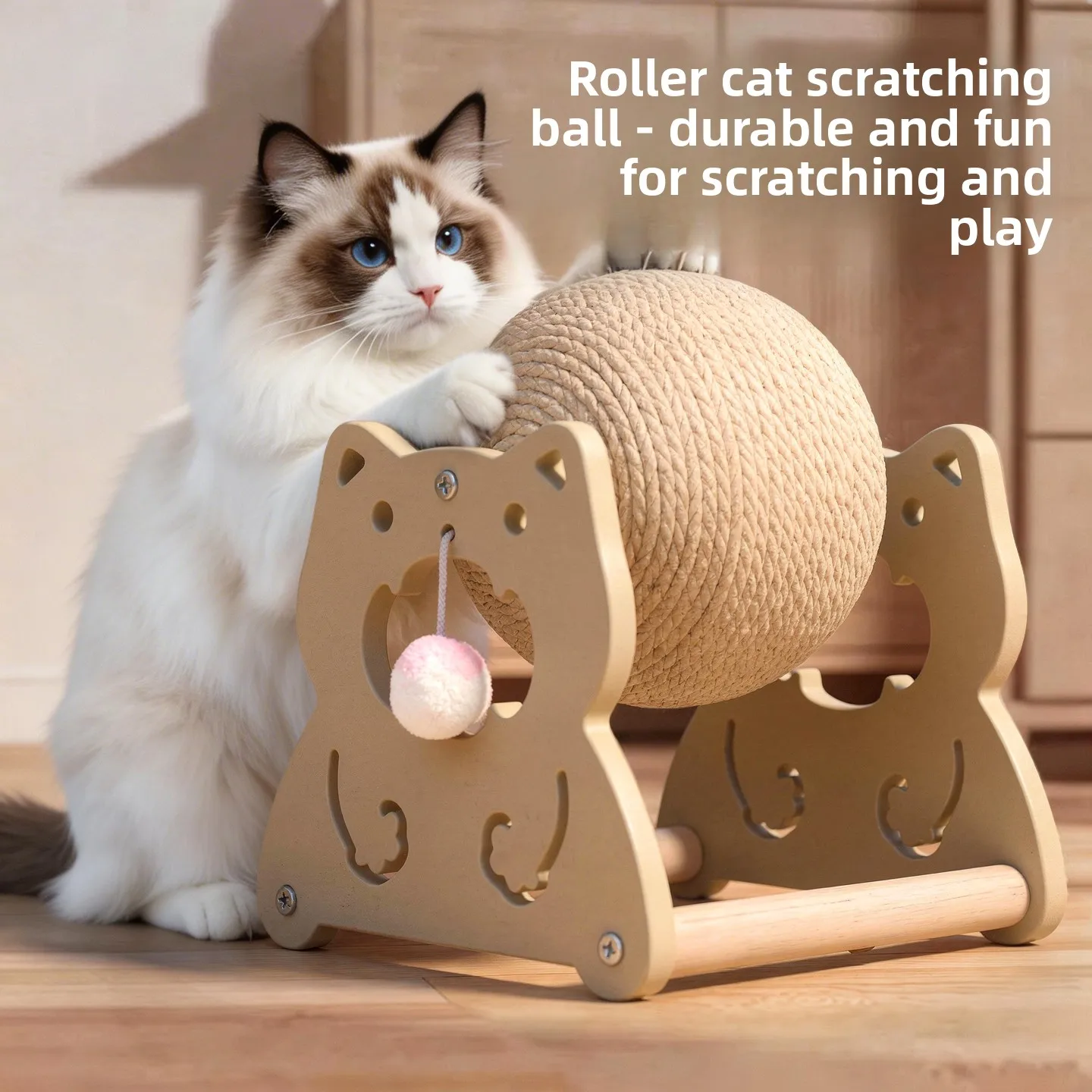 Durable Cat Scratcher with Sisal Ball, Self-Play Toy and Cat Tree, Pet Accessory