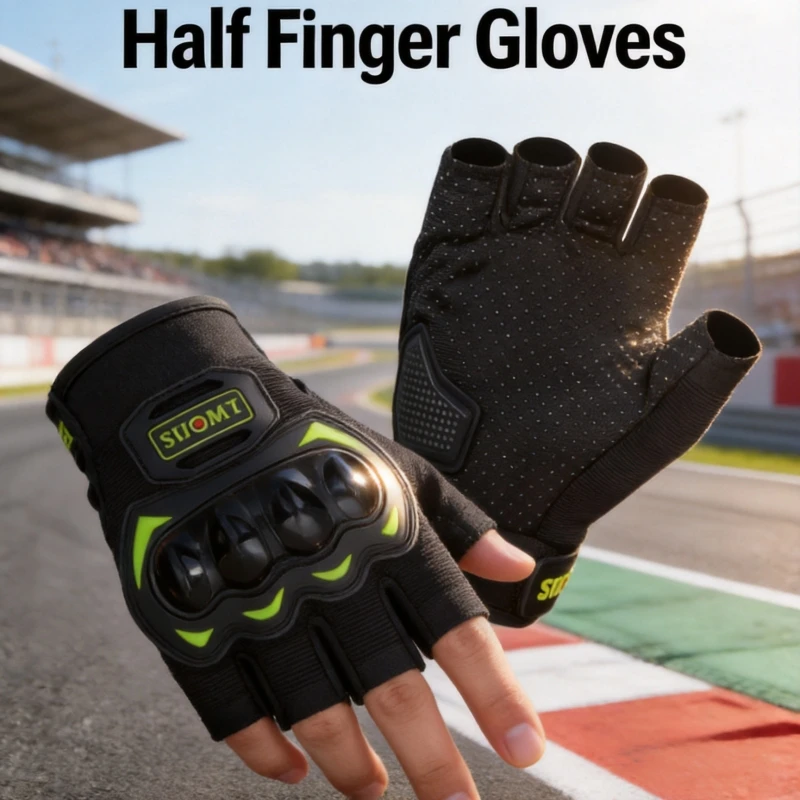 Men's Half Finger Motorcycle Gloves Summer Breathable Mesh Anti-Slip Touchscreen Motocross Riding MTB Protective Gear Gloves