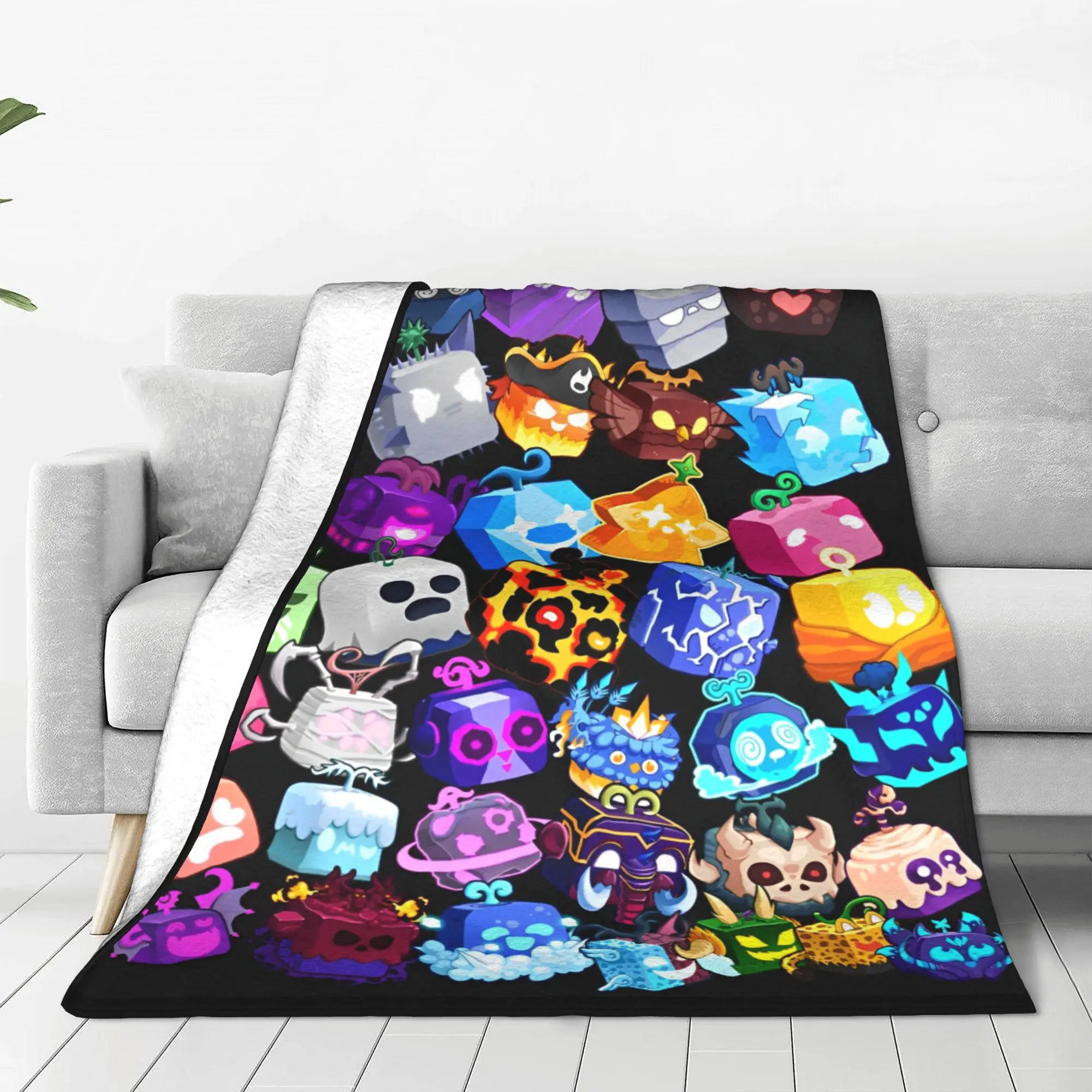 B-Blox لعبة الفواكه البطانيات الأسطورية الكرتون أنيمي الفانيلا مضحك الدافئة رمي بطانية للمنزل ربيع الخريف الأريكة #1