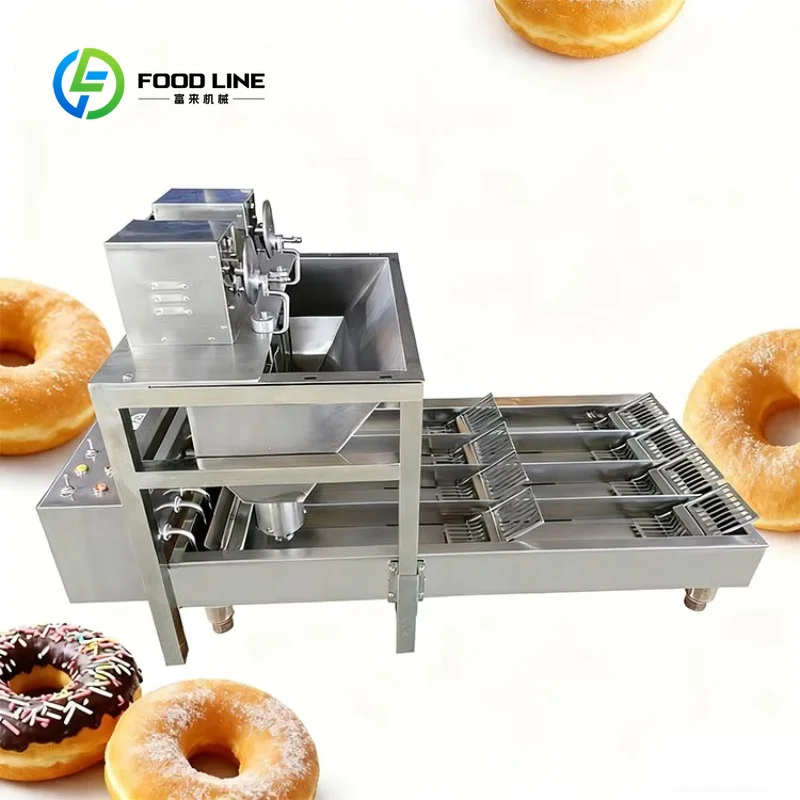 Customized commercial donut extruding machine doughnut continuous fry equipment for food processing plant retail bakery outlet