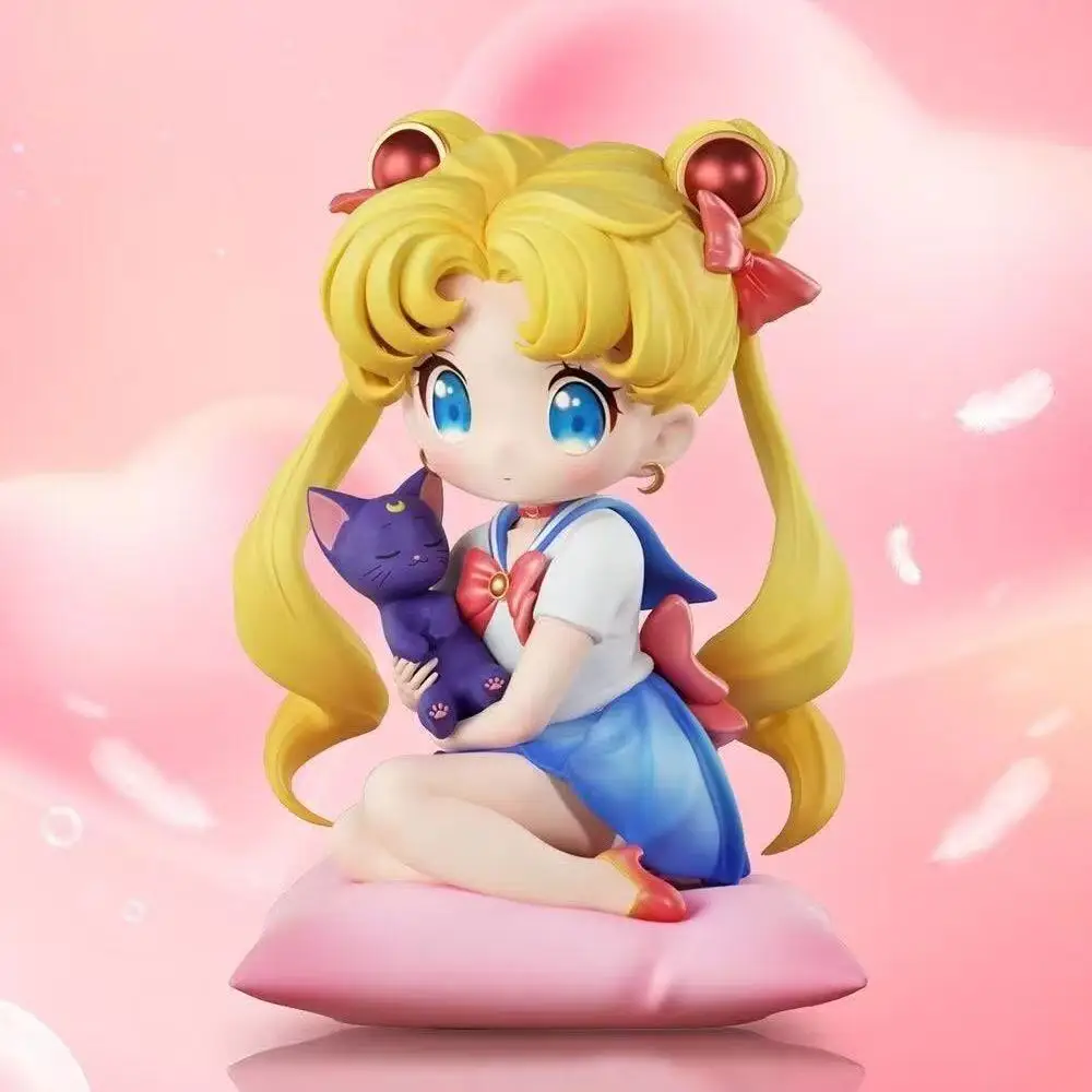 

Q-Style Sitting Sailor Moon & Usagi Tsukino Gk Statue - Anime Collectible Figure, Kawaii Desktop Decor For Fans