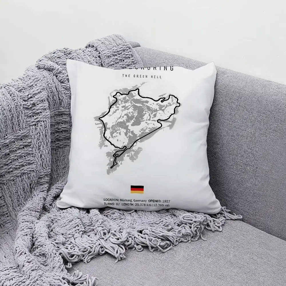 N-Nurburgring Circuit Germany 30x30cm 45x45cm Pillow Case Decor Protective Covers Comfortable Soft For Sofa Living Room Home Off