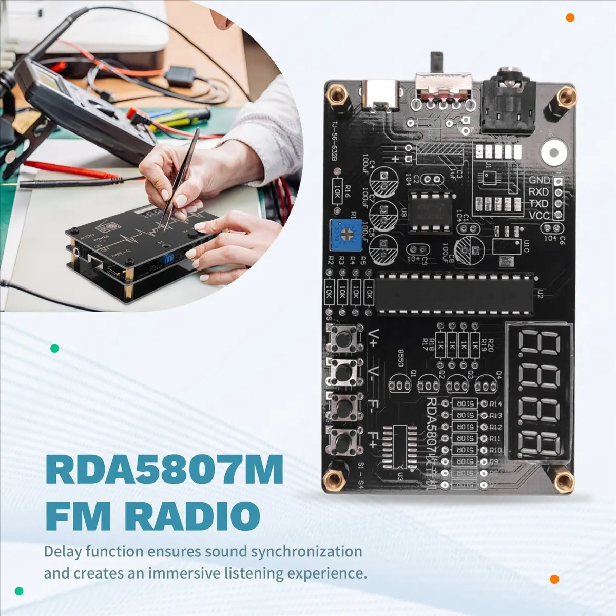 DC 5V DIY RDA5807M FM Radio 87-108MHz with Digital Tube Display Microcontroller Electronic Welding Practice Solder Kit