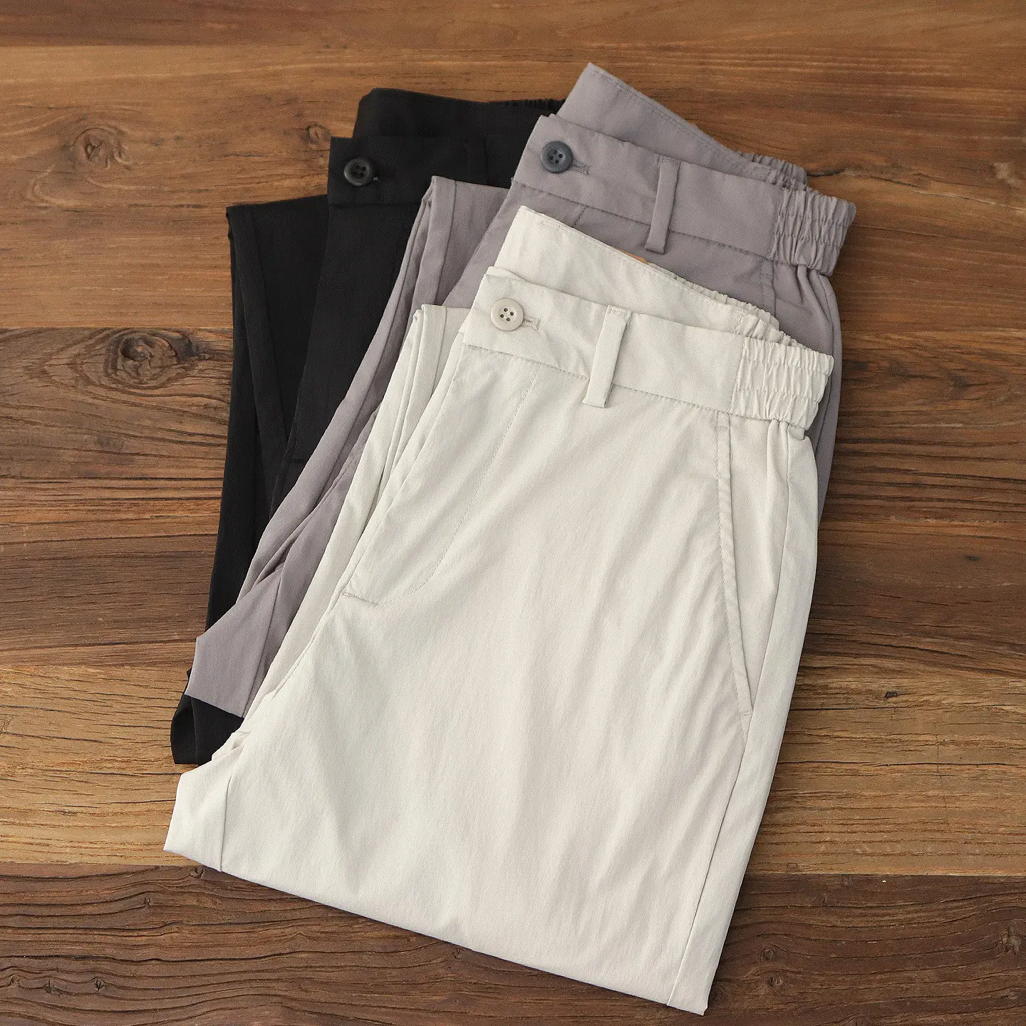 Summer thin casual pants, light and drapey, stretchy, quick-drying, tapered, breathable, small straight trousers