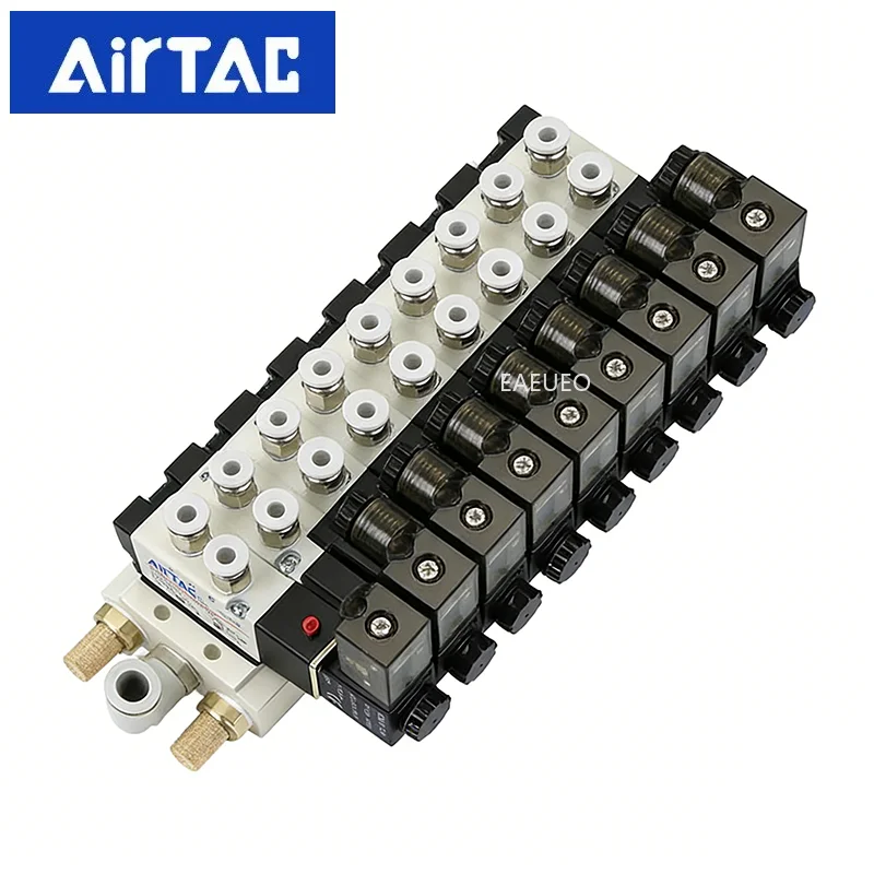 4V110-06 Manifold Stations DC12V 24V AC220V with Fittings 5 Port 2 Position Solenoid Valves Solenoid Valve Multi-way Combination