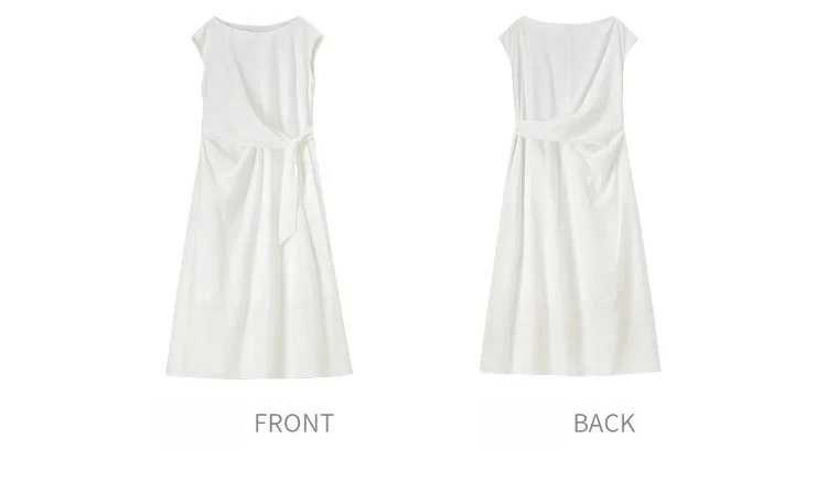 SENTUBILA Damen Weißes Freizeitkleid im A-Linien-Schnitt 2026 Neues Elegantes Bürokleid mit U-Ausschnitt, Taillenband und Raglan-Kurzärmeln 162LI6088 – Detail 26
