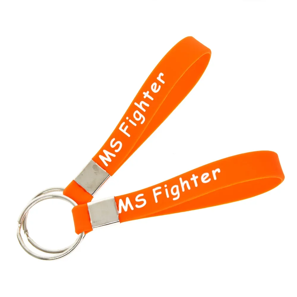 25 Pcs Ms Fighter Never Give Up Silicone Bracelet Key Holder Orange