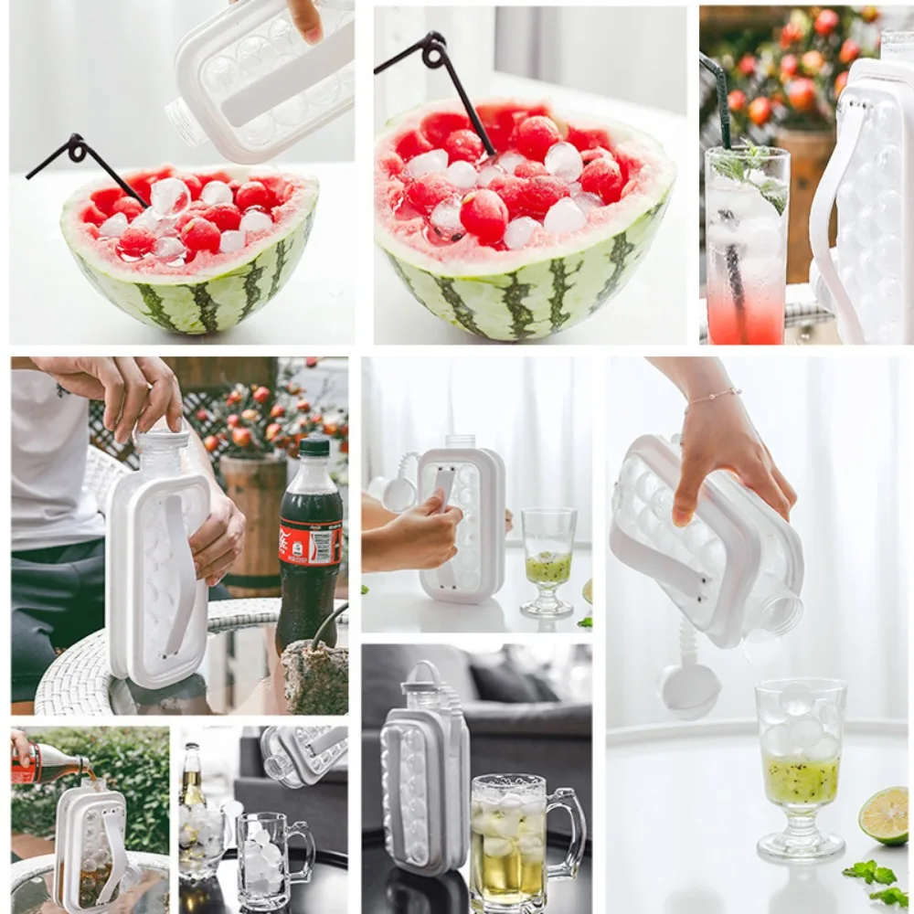 Portable 2 in 1 Silicone Ice Ball Maker Kettle Creative Ice Cube Mold Kitchen Bar Gadgets Ice Hockey Lattice Making Tool Kettle