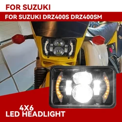 1pcs DOT Black Motorcycle DRL Lamp 4X6 LED Headlight For Honda XR250 XR400 XR650 Suzuki DRZ Accessories Rectangular Light