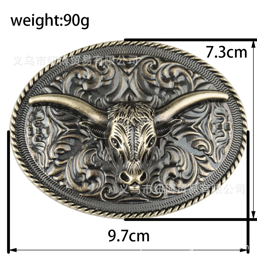 Stereoscopic Bison Head Belt Buckle Bronze Alloy Art Ox Head Relief Fresco