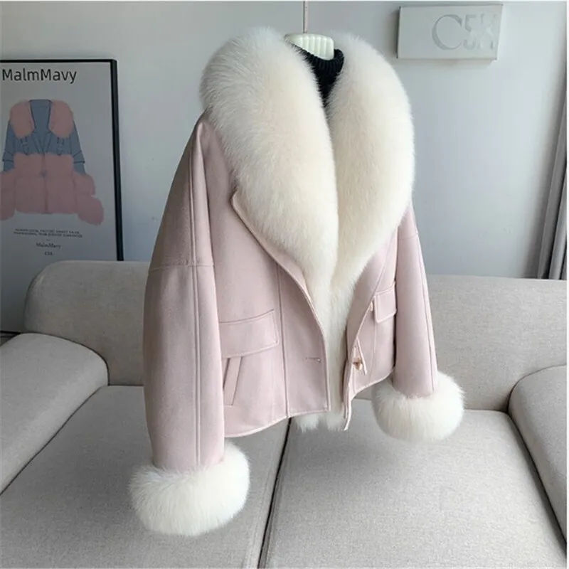 Manteau de fourrure de torche d'imitation pour femmes, vêtements courts, parkas d'hiver, mode ample, veste de fourrure à manches longues, peluche féminine, nouveau, T793