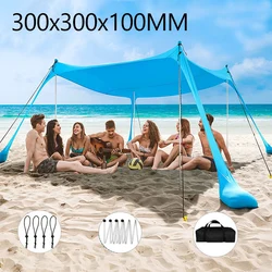 Familien-Strandmarkise, 3 x 3 Outdoor-Strandzelt, zusammenklappbare Zelte, großer Sonnenschutz, Camping-Schatten, Zelte, winddichte Strandüberdachungszelte ﻿