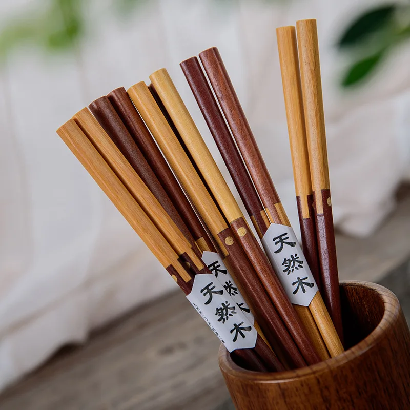 Tenon and Tenon Splice Wooden Chopsticks Home Creative Wooden Tableware Kitchen Vintage Exquisite Sushi Pointed Chopsticks Gift