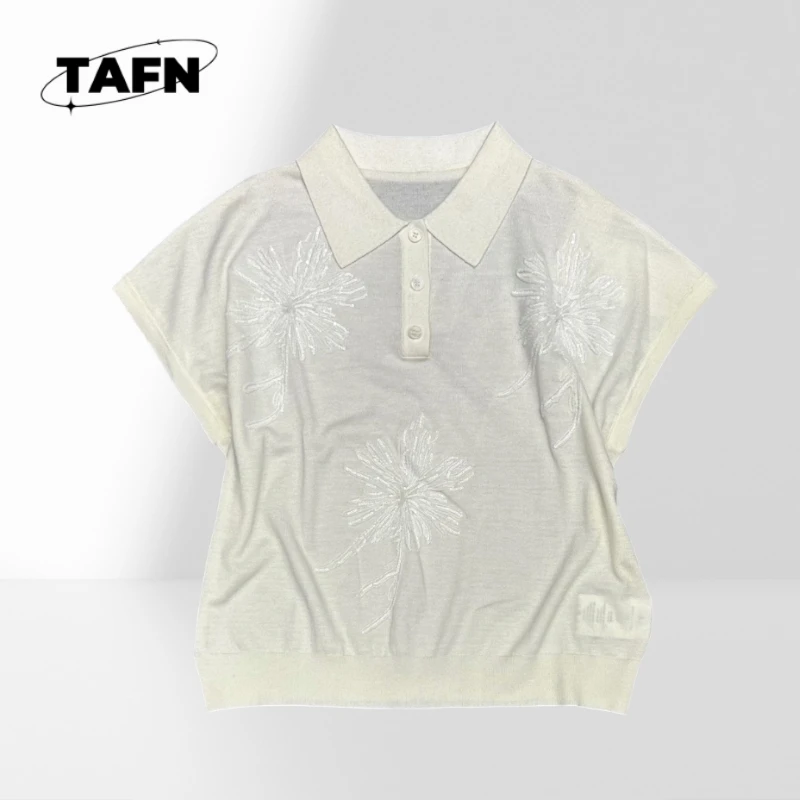

Simple and Beautiful Temperament Printed High Quality Lapel Niche Printed T-Shirt | | Soft Cotton Tee | Casual Outfit AE1201