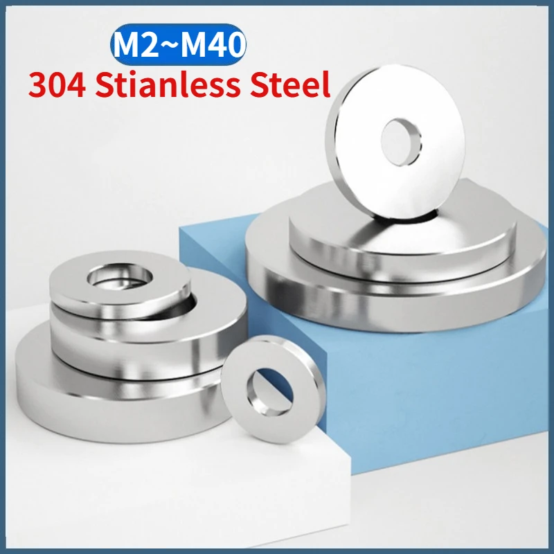 304 Stianless Steel Smooth Extra Thick Washers Enlarged Gasket Flat Washers M2 M3 M4 M5 M6 M7 M8 M8.6 M9 M10 M11 M12 ~ M40