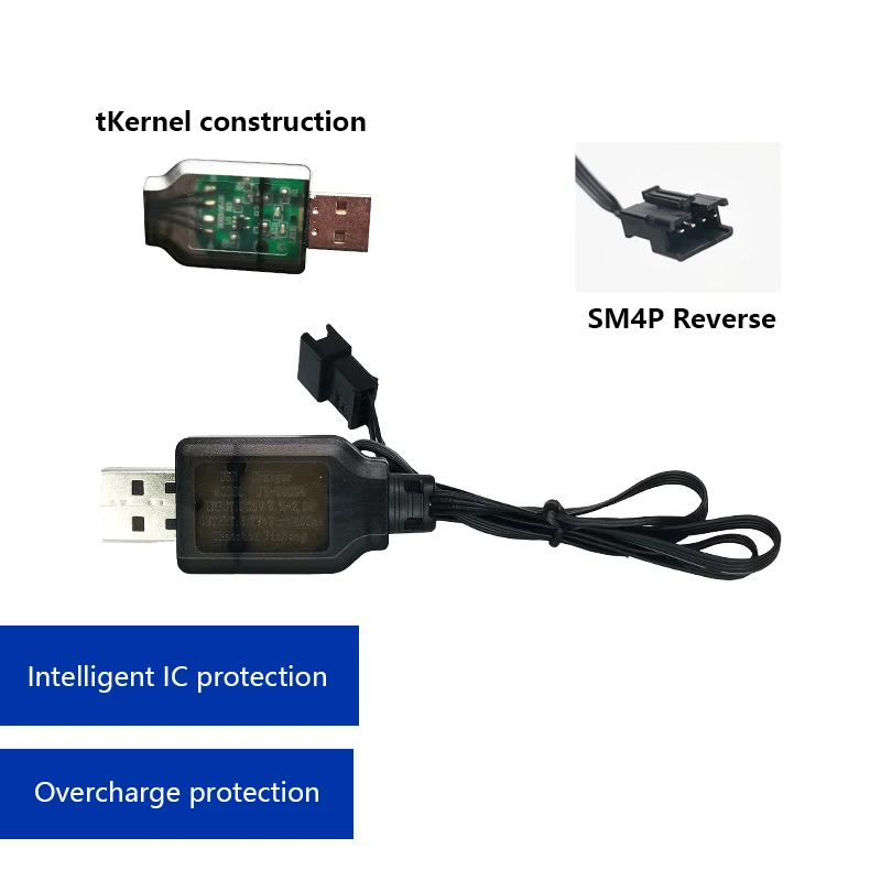 Li-ion Bateria Reversa Carregamento Adaptador, 7.4V 3.7V X2 SM4P, Carro elétrico do brinquedo, E561, Escavadeira Carregador, Cabo USB, Alta Qualidade