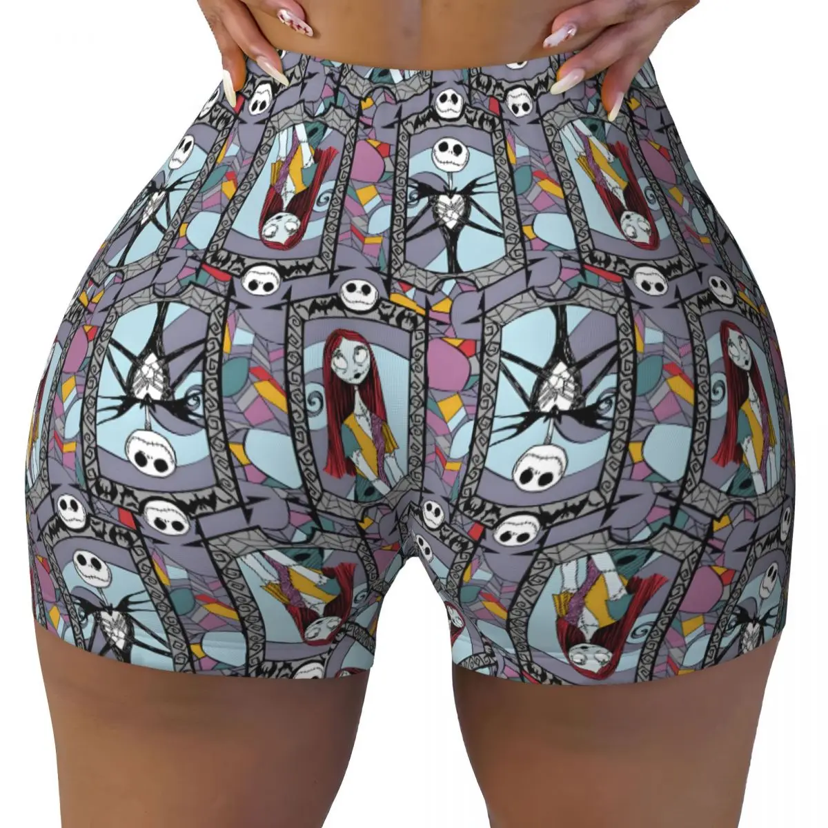 

Пользовательские Хэллоуин Череп Джек Салли Влюбленные Волейбольные Байкерские Шорты Для Тренировок Женщины Дети Мультфильм Рождество Спортивные Шорты Для Тренажерного Зала Йоги