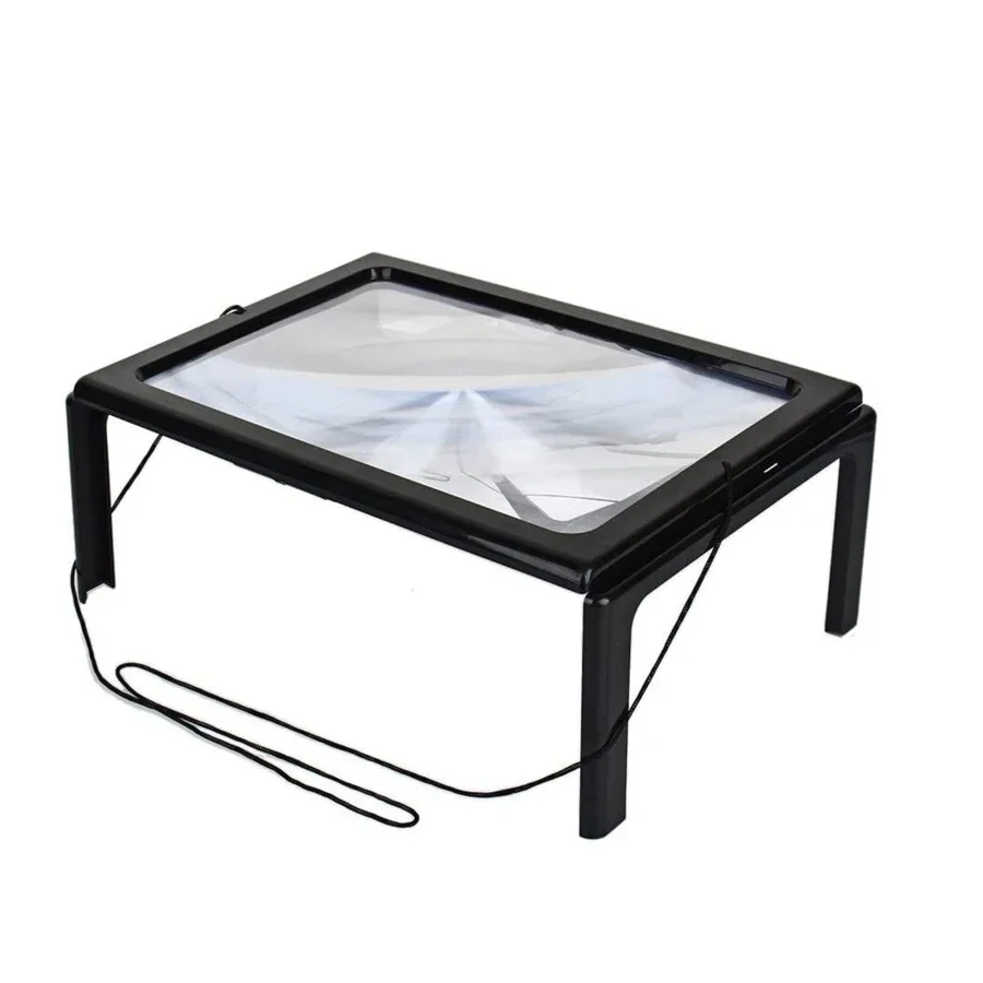 مكبر قراءة A4 3X صفحة كاملة كبيرة قابلة للطي لسطح المكتب عدسة مكبرة مع أضواء LED لكبار السن قراءة كتب منخفضة الرؤية