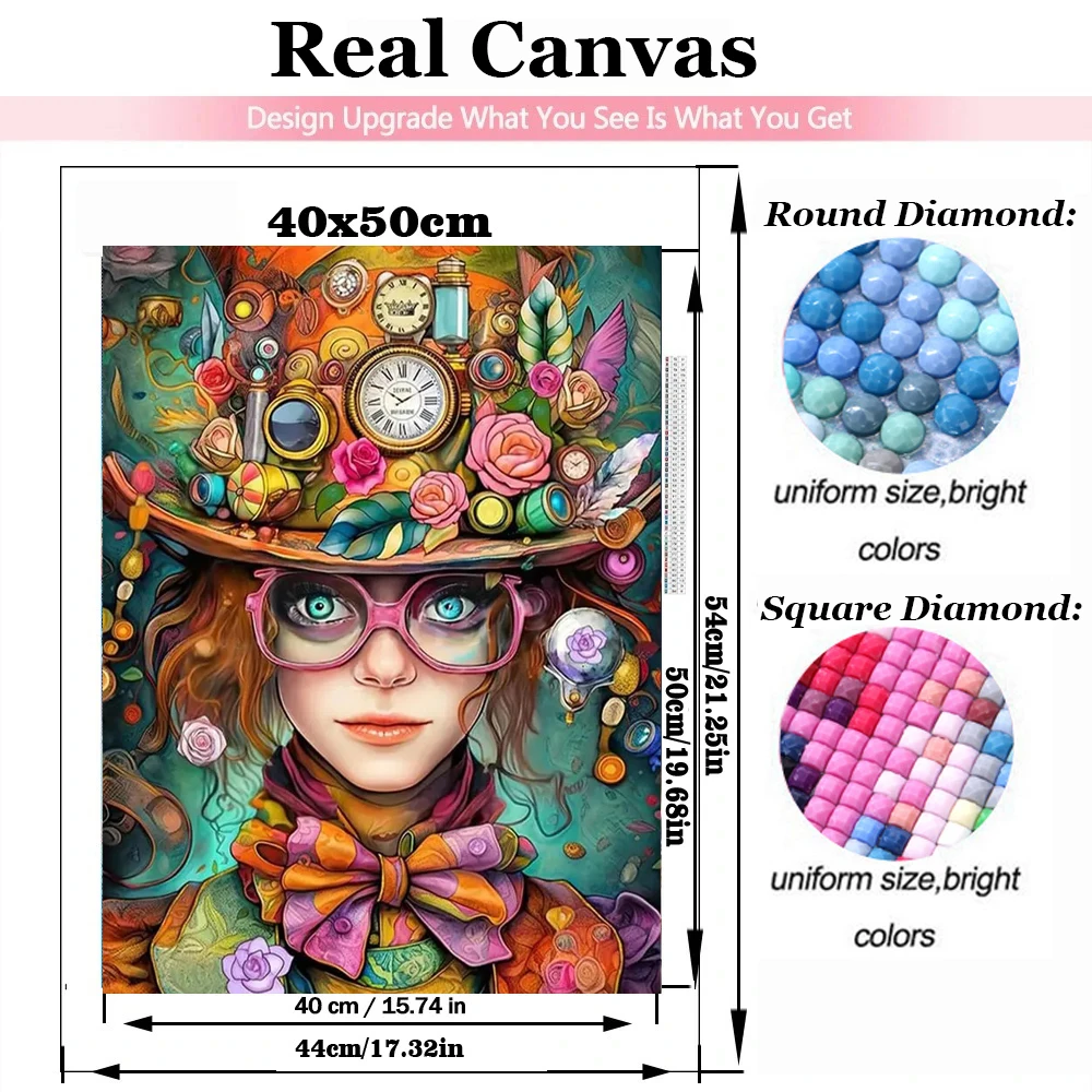 Steampunk fiori bella ragazza pittura diamante pieno quadrato rotondo diamante mosaico ritratto astratto ricamo decorazioni per la casa