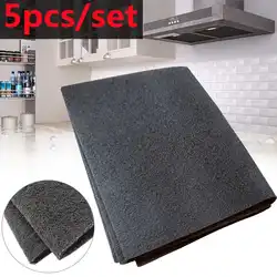 5pcs/set Black Cooker Hood Extractor Activated Carbon Filter Cotton For Smoke Exhaust Ventilator Home Kitchen Range Hood Parts