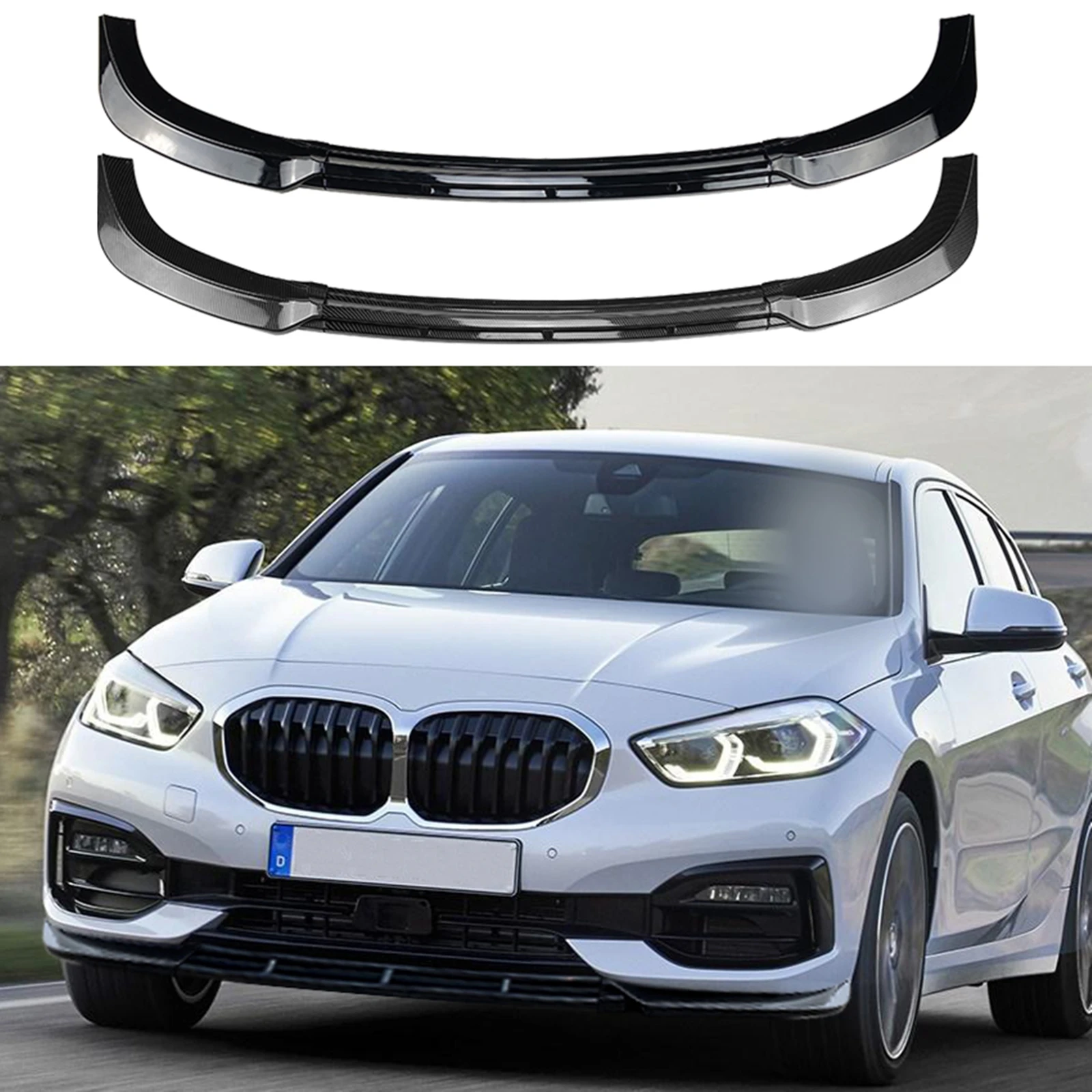 

Front Bumper Spoiler Lip For BMW 1 Series F40 2020 2021 2022 2023 Standard Model Carbon Fiber Look/Gloss Black Splitter Lip Kit