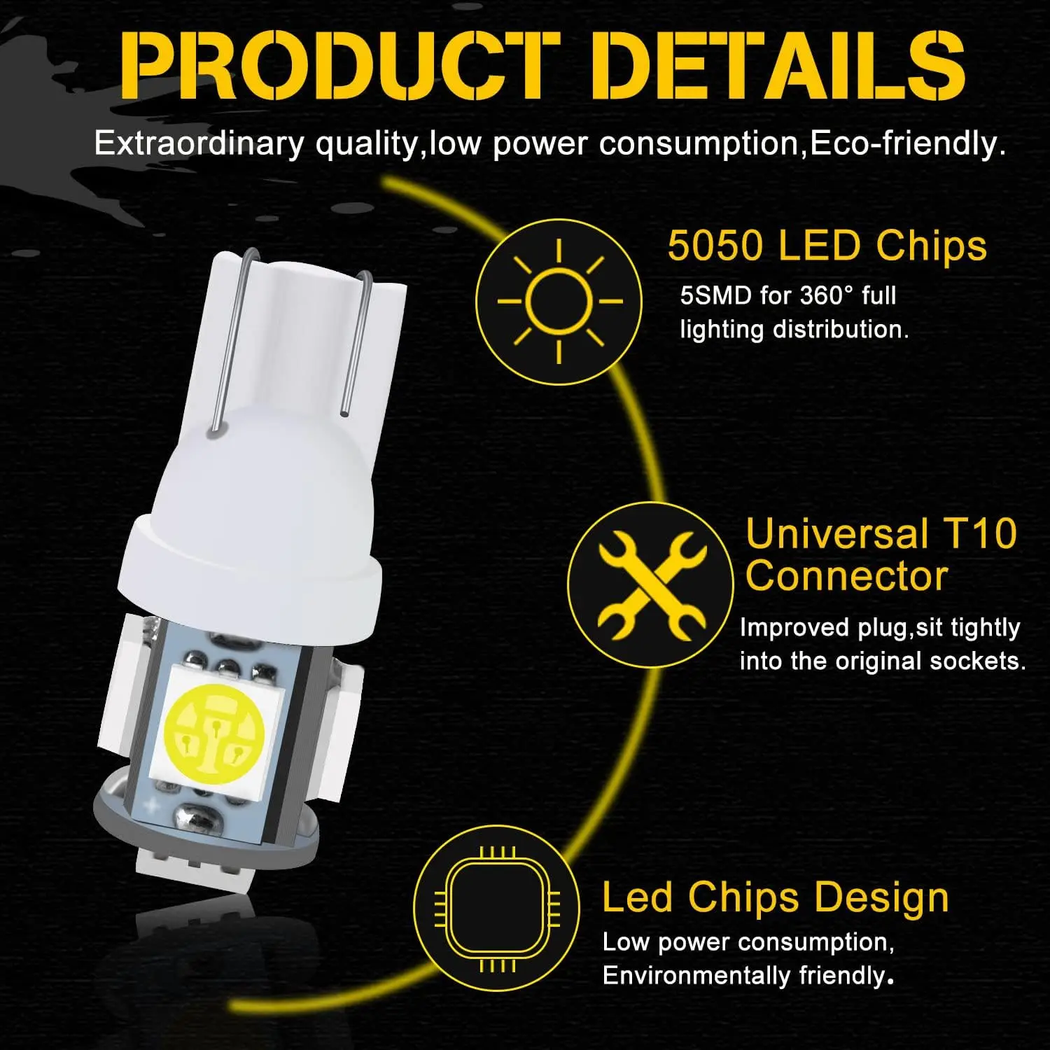 مصابيح LED T10 W5W لداخل السيارة ، قبة ، خرائط ، قراءة ، باب ، أضواء صندوق السيارة ، أبيض ، أحمر ، أصفر ، أزرق ، 12 فولت ، 5050-5SMD ، 10 ، 20 ، 30 ، 50 أو