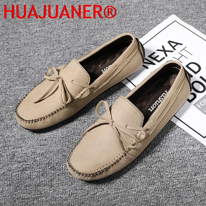 Fashion Summer Mens Shoes Casual Brand Men Loafers Leather Suede Moccasins Comfy Penny Shoes Elegantes Dress Slip On Boat Shoes