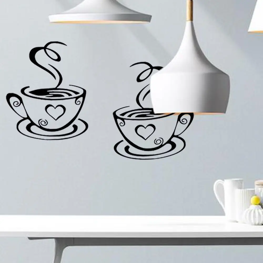 New Arrival Decal Kitchen Restaurant Mural Beautiful Design Cafe Tea Wall Stickers Art Vinyl Coffee Cups Stickers Wall Decor