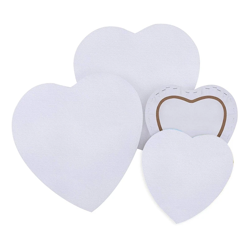 

4Pcs Heart-Shaped Artist Painting Canvas Panel Boards, Cotton Stretched Primed Blank Canvas Panels For Students Artist