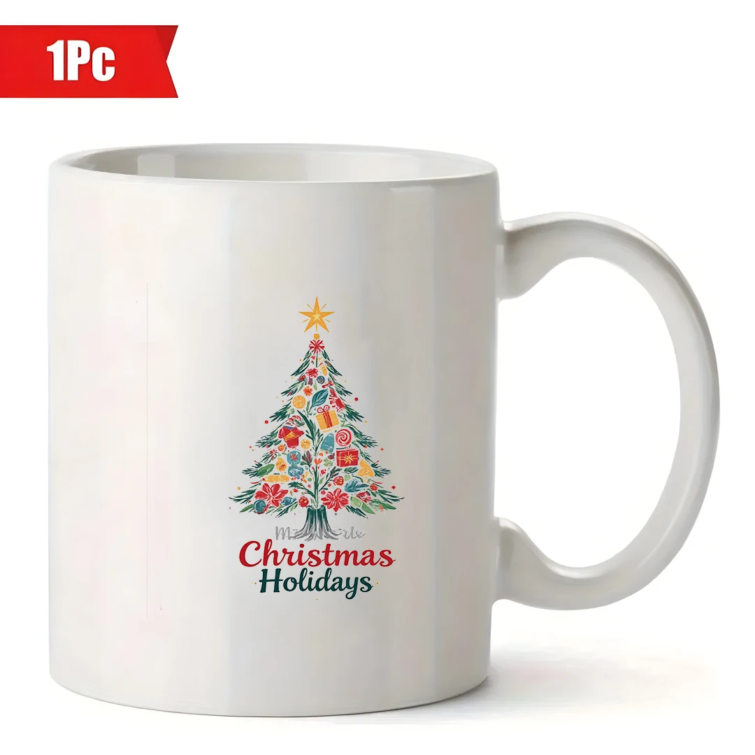 كوب سعة 11 أونصة + ملصق مرسوم يدويًا لشجرة عيد الميلاد - هدية عيد الميلاد للأطفال كوب عائلي للمكتب وديكور فنجان القهوة #2