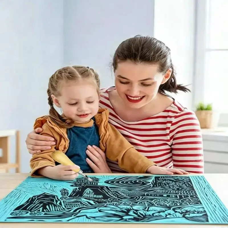 Q6PA Block Printing Tool Set with Grip for Student Art Projects