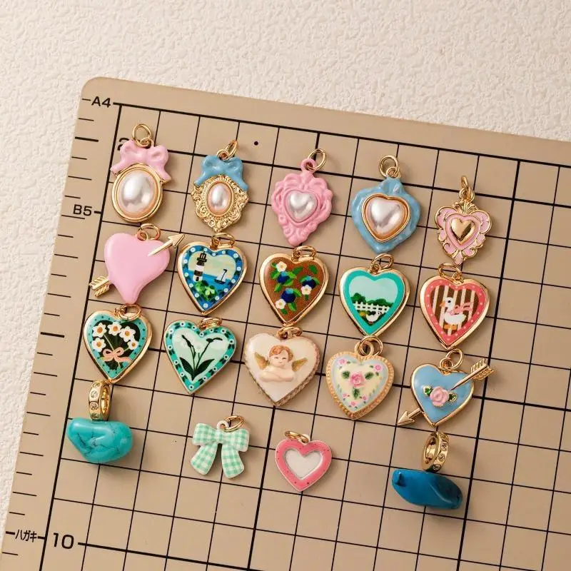 Ins Vintage Countryside Style DIY Pendant Charms Blueberry Rose Love for Jewelry Making Craft Supplies Kits