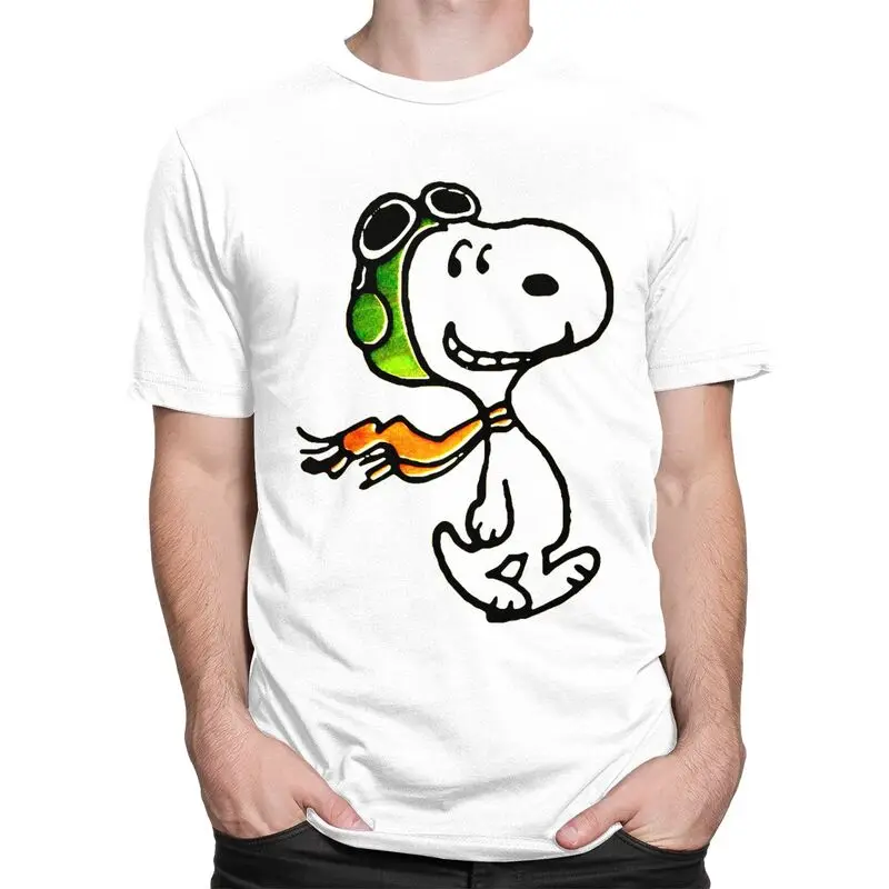 Gorgeous Snoopys Flying Ace T Shirt Men Short Sleeve 100% Cotton T-shirt Graphic Tee Streetwear Tshirt