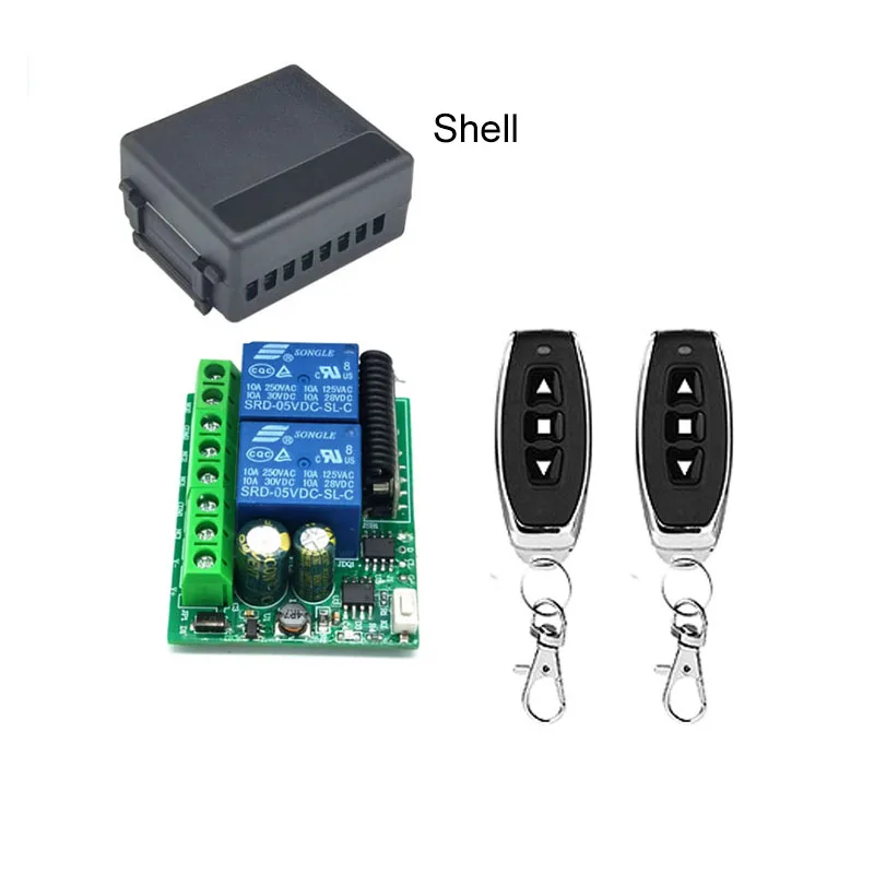 12V/24V 6-30V 433Mhz 2 Channel Relay Wireless Remote Control Switch + Two Keys Remote Controls for Garage Door Lighting Curtains