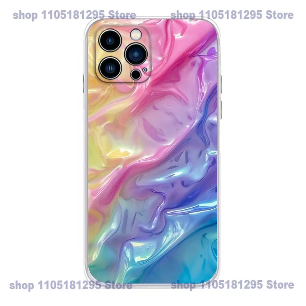 虹色ホログラフィック調のiPhoneケース（iPhone 17、16、15、14、13、12、11 Plus、Pro、Max、XR、Plus、E、Mini対応）透明ソフトカバー