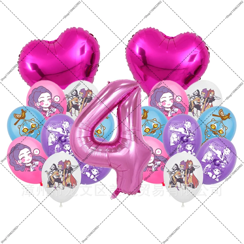 Conjunto de balões KPop Demon Hunteres, decoração de festa de aniversário, decorações de chá de bebê, o local é definido com adereços, decoração de casa
