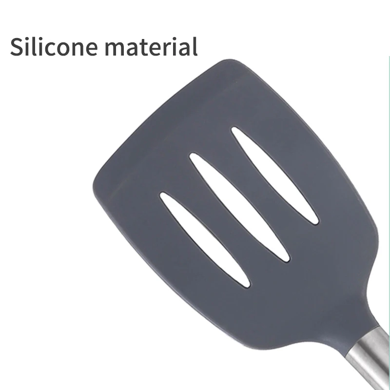 1pc Non-Stick Silicone Kitchen Utensil Wood Slotted Spatula Skimmer Spoon Soup Ladle Cooking Shovel Kitchen Gadgets Accessories