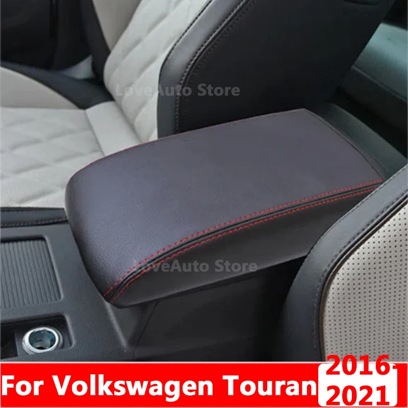 

For Volkswagen VW Touran 2016-2021 Central Armrest Box Protective Leather Cover Interior Decorative PU Leather Pad Accessories