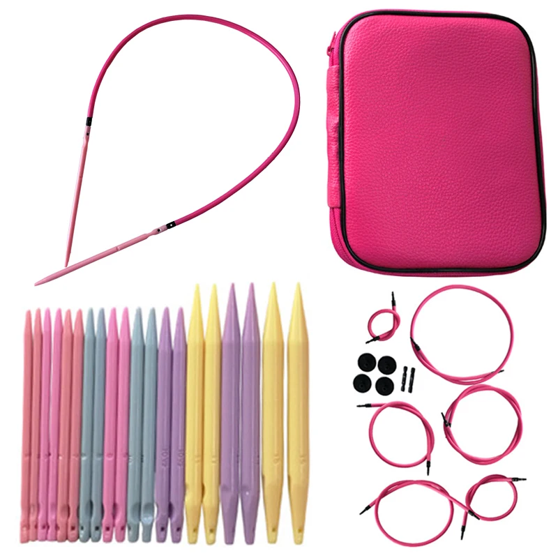 Plastic Removable Knitting Needles Set Interchangeable Circular Crochet Hooks Weaving Yarn Knitting Craft Sewing Tools