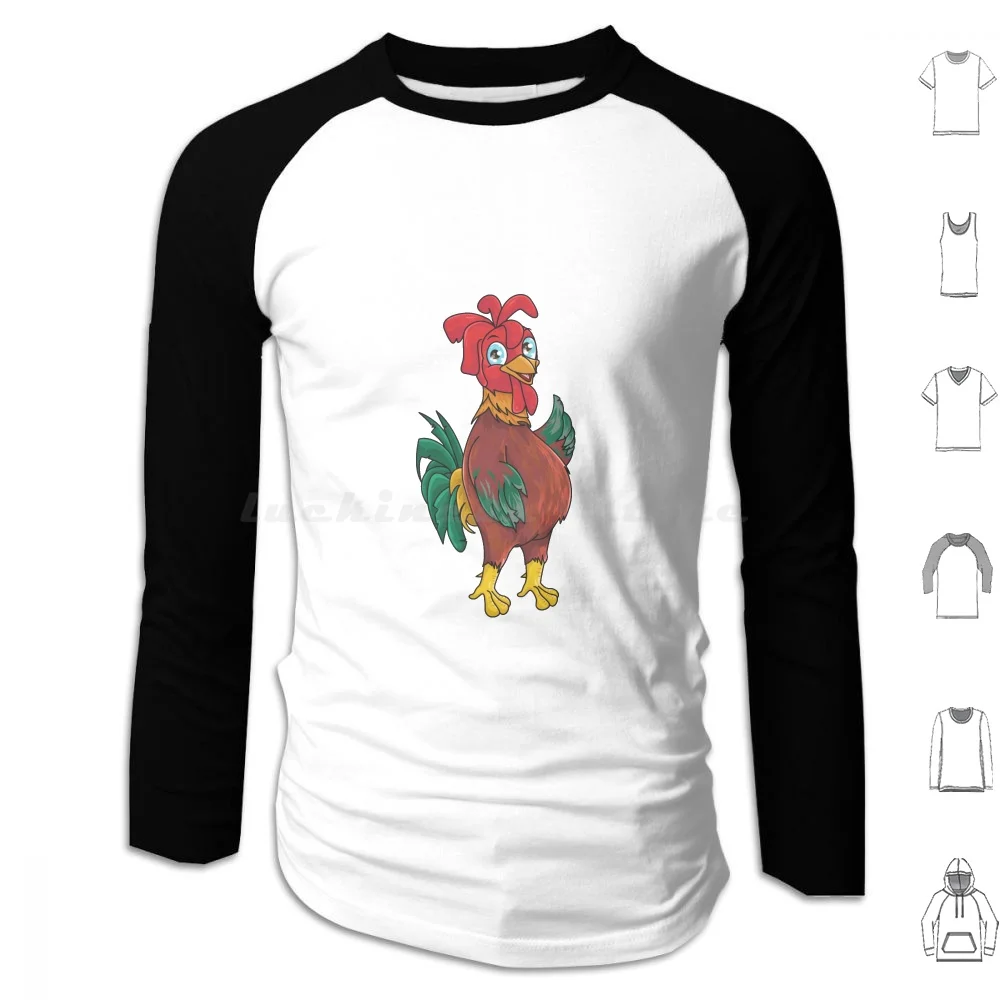 A Handsome Blue Eyes Giving A Thumbs Up , Design Animal Cartoon Vector Illustration Hoodies Long Sleeve Handsome Chicken