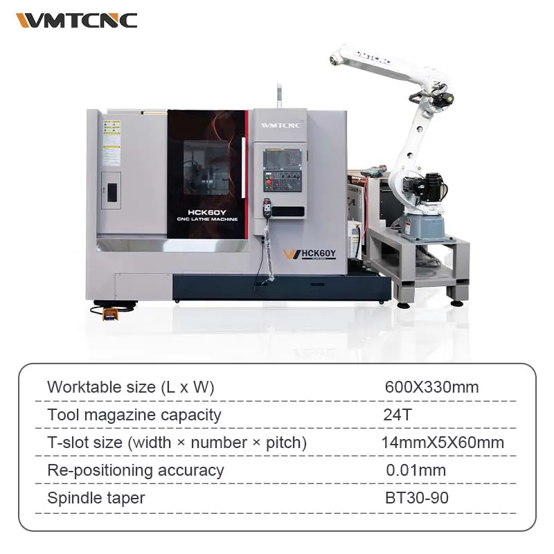 AIROW WMTCNC HCK60Y Horizontal Slant Bed CNC Lathe CNC Lathe with Slant Bed for Mold Machining with Technical Support
