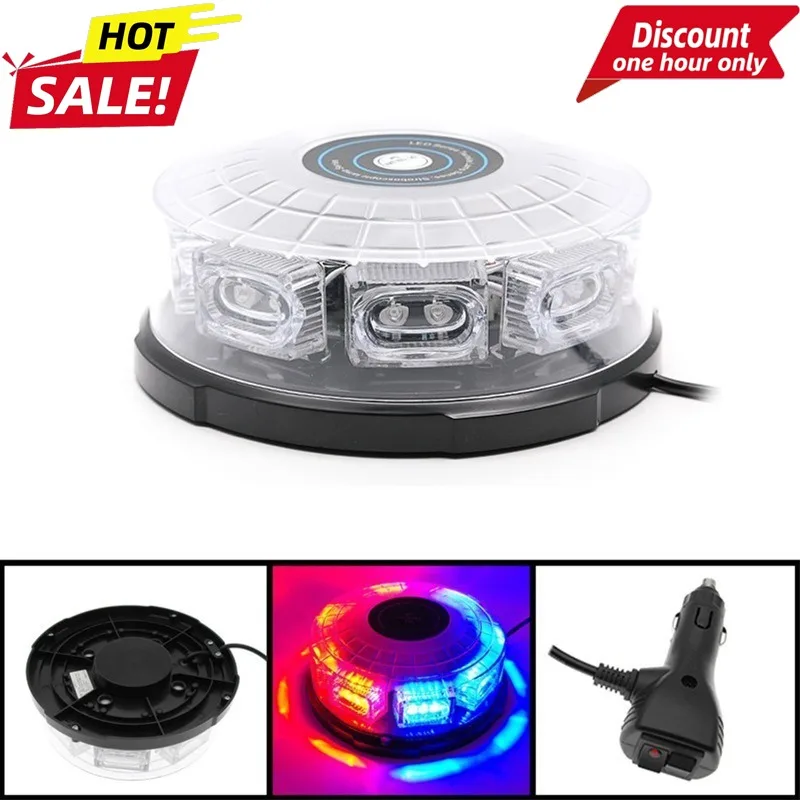 Excavator Parts for 38-LED Red Blue Strobe Warning Lamp Thickened Clear Lens Auto Car Parts