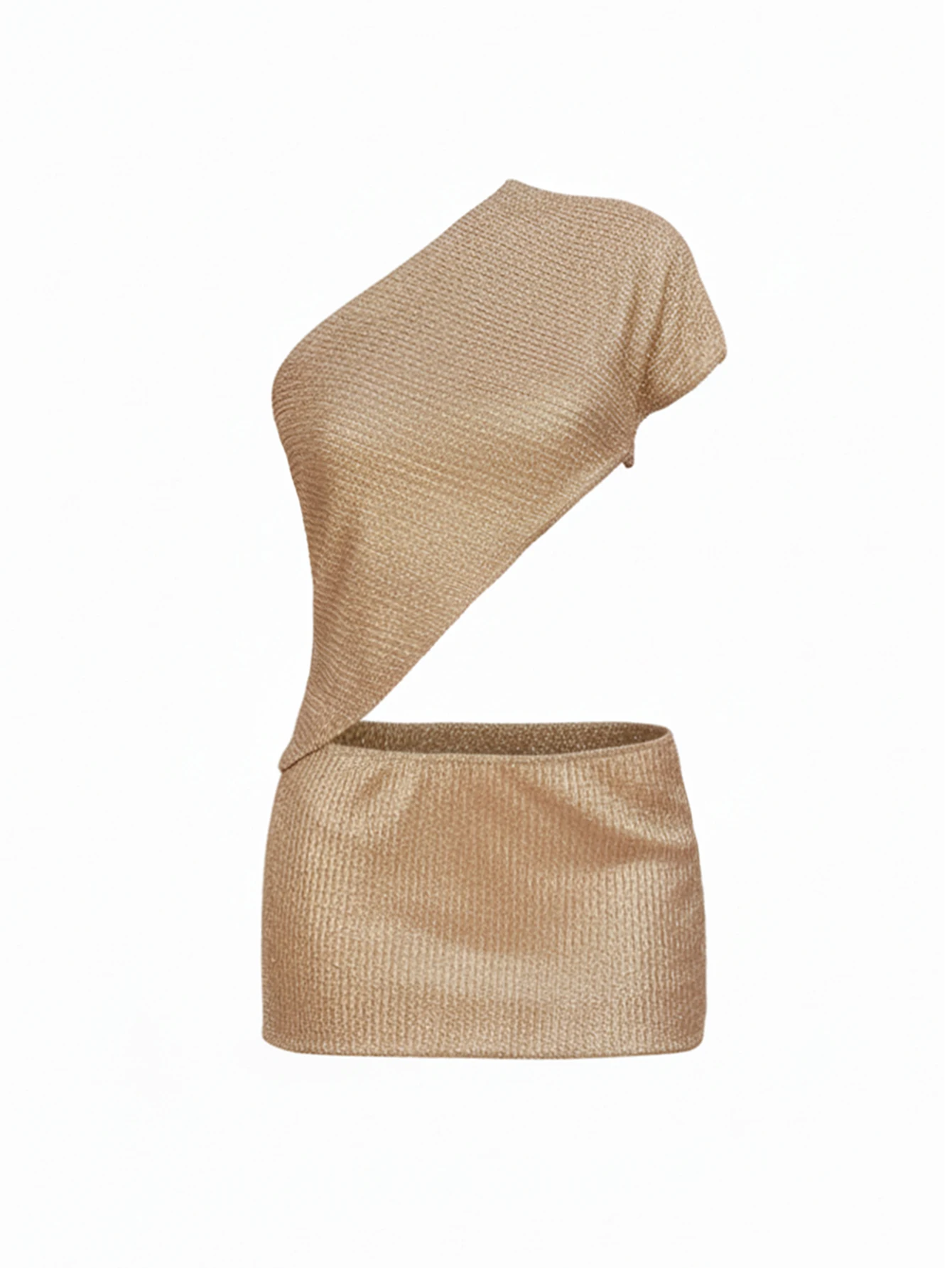 Solid Colour Sexy One Shoulder Beach Wear Knit Top Mini Skirt Two Piece Cover Up 2025 Summer Women's Vacation Party Set K285