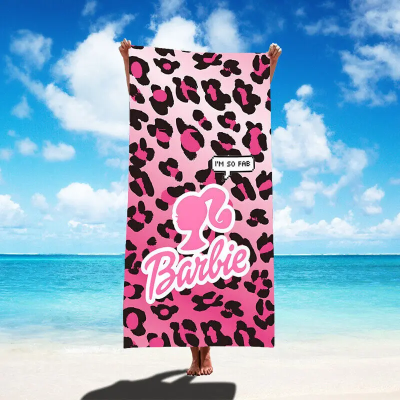 Barbie Beach Towel Peripheral Quick-drying Swimming Bath Towel Pink Children Hand Shower Travel Quilt Cartoon Cute Room Decor