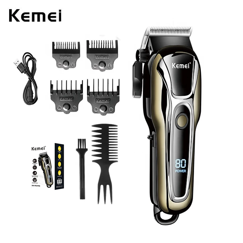 

Kemei 1990 Professional Fade Hair Clipper Electric Men Hair Trimmer Machine LCD Display Barber Hair Cutter Magnetic Limit Combs