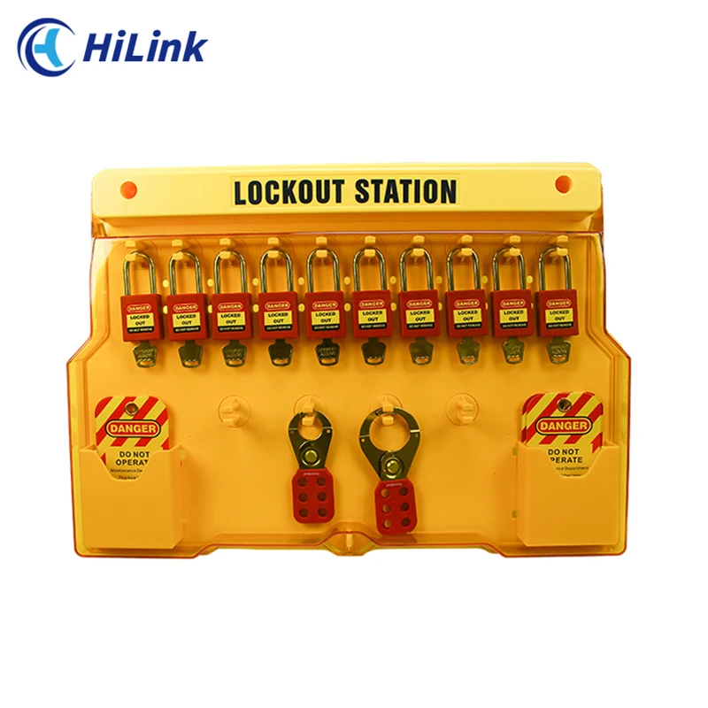 

HiLink Manufacturer Safety LOTO Device Настенная плата блокировки Tagout Station с обзорной крышкой