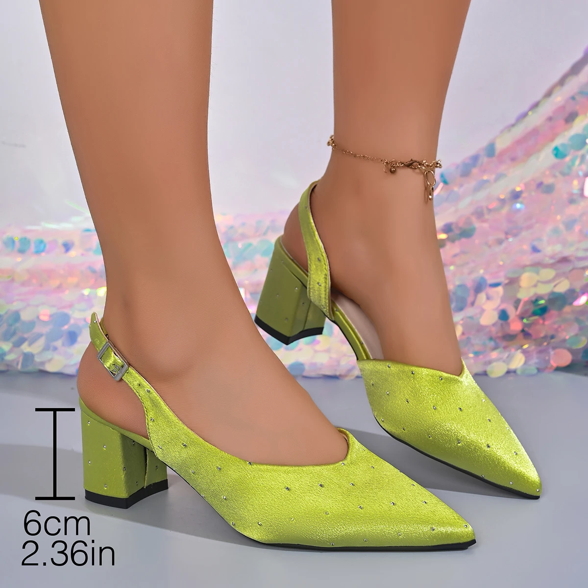 Summer Fashion Pointed Toe Women suede Sandals 6cm High Heel Slingbacks Ladies Casual Dress Street Style Shoes 5 Color Sandal