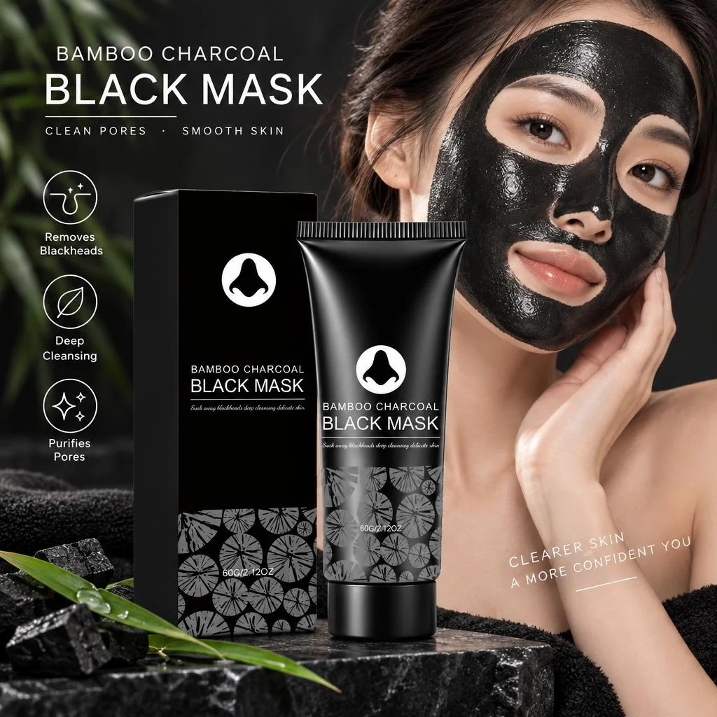 60g Bamboo Charcoal Facial Peel Mask Treat Blackheads Oil Control Deep Purify Refine Pores Revitalize Nose T-Zone Skin Texture