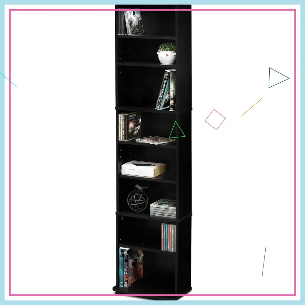 

8-уровневая регулируемая полка для DVD-дисков, Blu-проложек, игр — простая сборка, подходит для гостиной и офиса